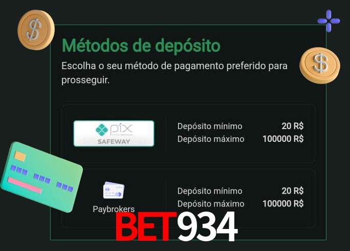 O cassino bet934 oferece uma grande variedade de métodos de pagamento